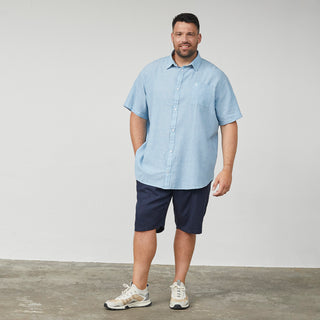 North Latitude / North Latitude Denim North Latitude melange linen shirt Shirt SS 0540 Mid Blue