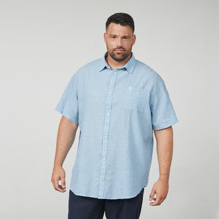 North Latitude / North Latitude Denim North Latitude melange linen shirt Shirt SS 0540 Mid Blue