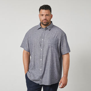 North Latitude / North Latitude Denim North Latitude melange linen shirt Shirt SS 0580 Navy Blue