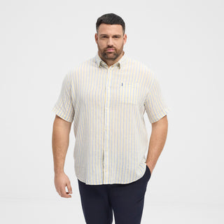 North Latitude / North Latitude Denim NORTH striped linen cotton shirt Shirt SS 0400 Yellow