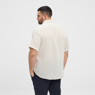 North Latitude / North Latitude Denim NORTH striped linen cotton shirt Shirt SS 0400 Yellow