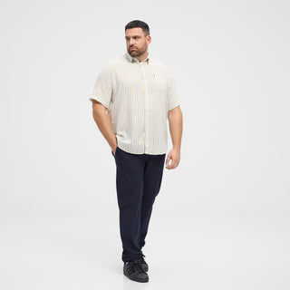 North Latitude / North Latitude Denim NORTH striped linen cotton shirt Shirt SS 0400 Yellow