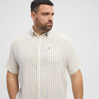 North Latitude / North Latitude Denim NORTH striped linen cotton shirt Shirt SS 0400 Yellow