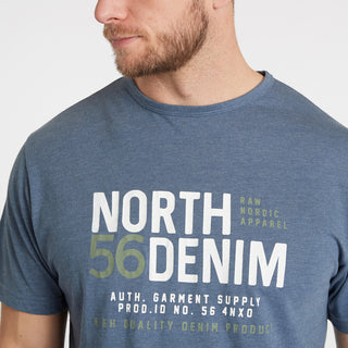 North Latitude / North Latitude Denim North 56Denim Printed T-shirt T-shirt 0555 Blue Melange