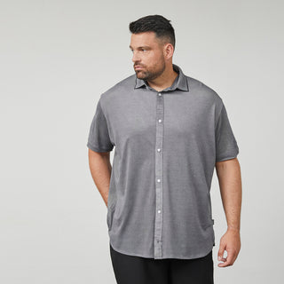 North Latitude / North Latitude Denim Pique Shirt Melange SS Shirt SS 0580 Navy Blue